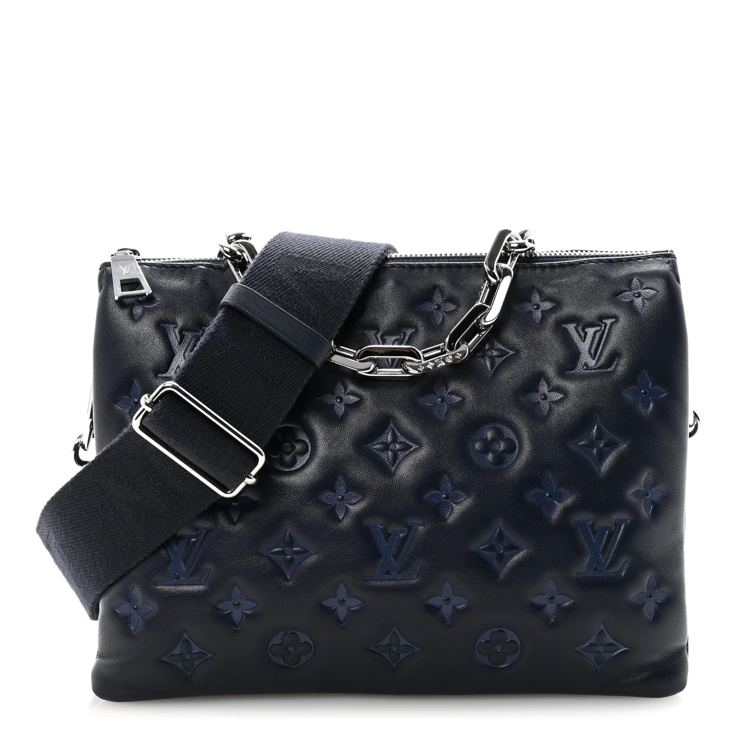 Lambskin Embossed Monogram Coussin PM Navy