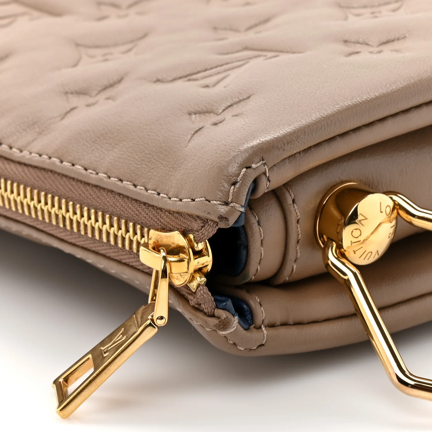 Lambskin Embossed Monogram Coussin PM Taupe - Image 15
