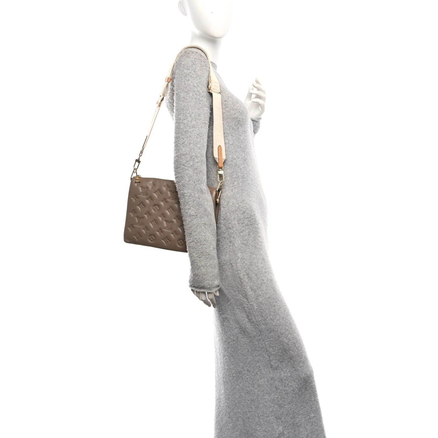 Lambskin Embossed Monogram Coussin PM Taupe - Image 3
