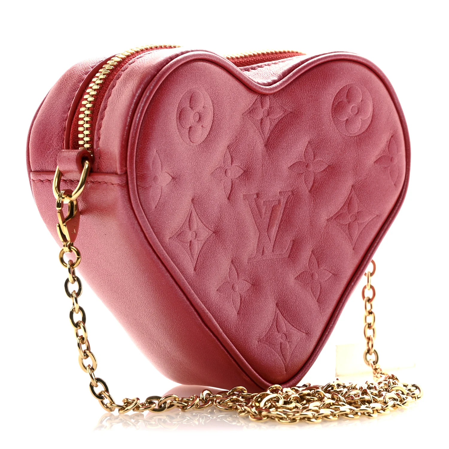 Lambskin Embossed Monogram Fall In Love Sac Coeur Heart Chain Bag Lipstick Red - Image 3