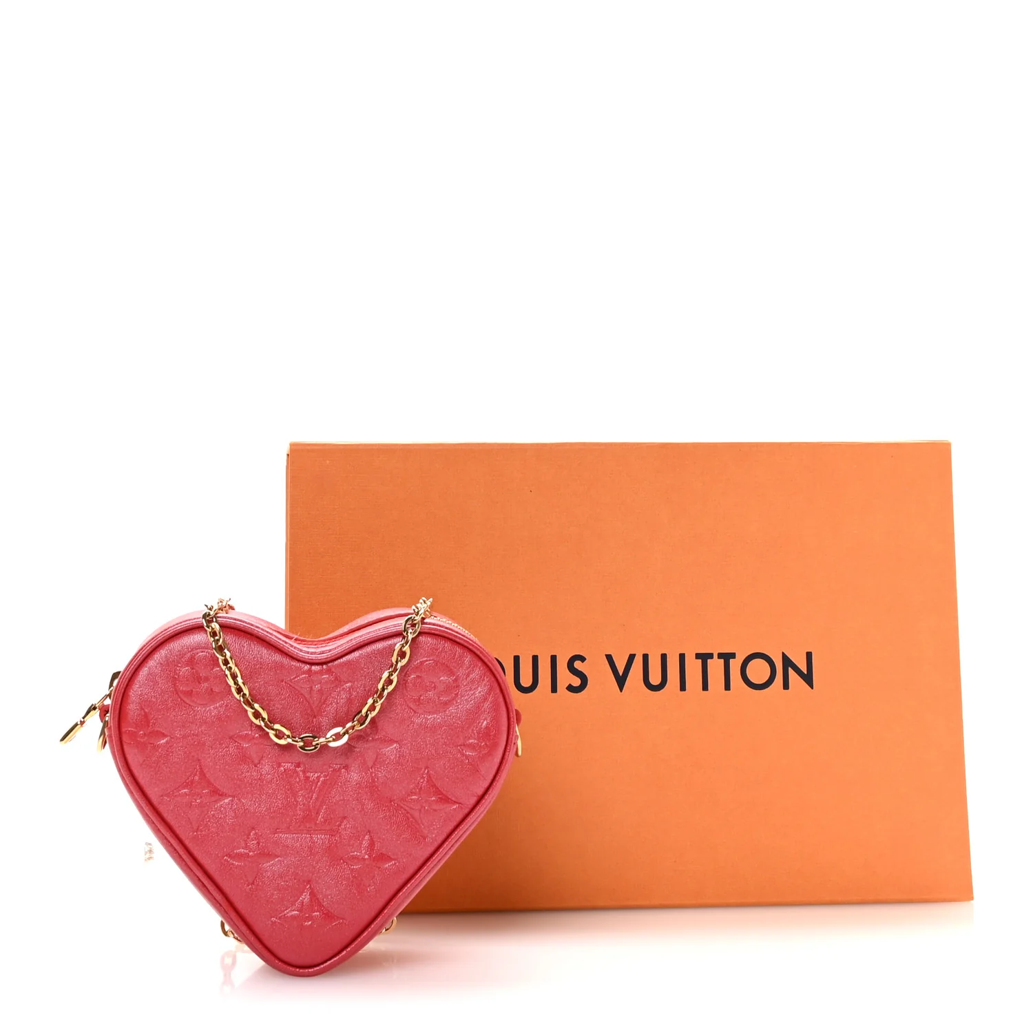 Lambskin Embossed Monogram Fall In Love Sac Coeur Heart Chain Bag Lipstick Red - Image 10