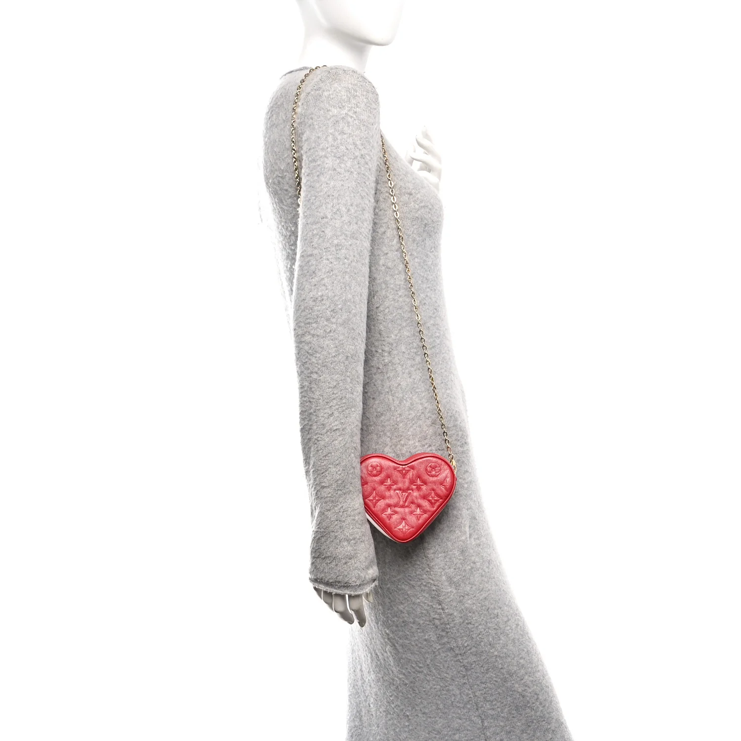Lambskin Embossed Monogram Fall In Love Sac Coeur Heart Chain Bag Lipstick Red - Image 2