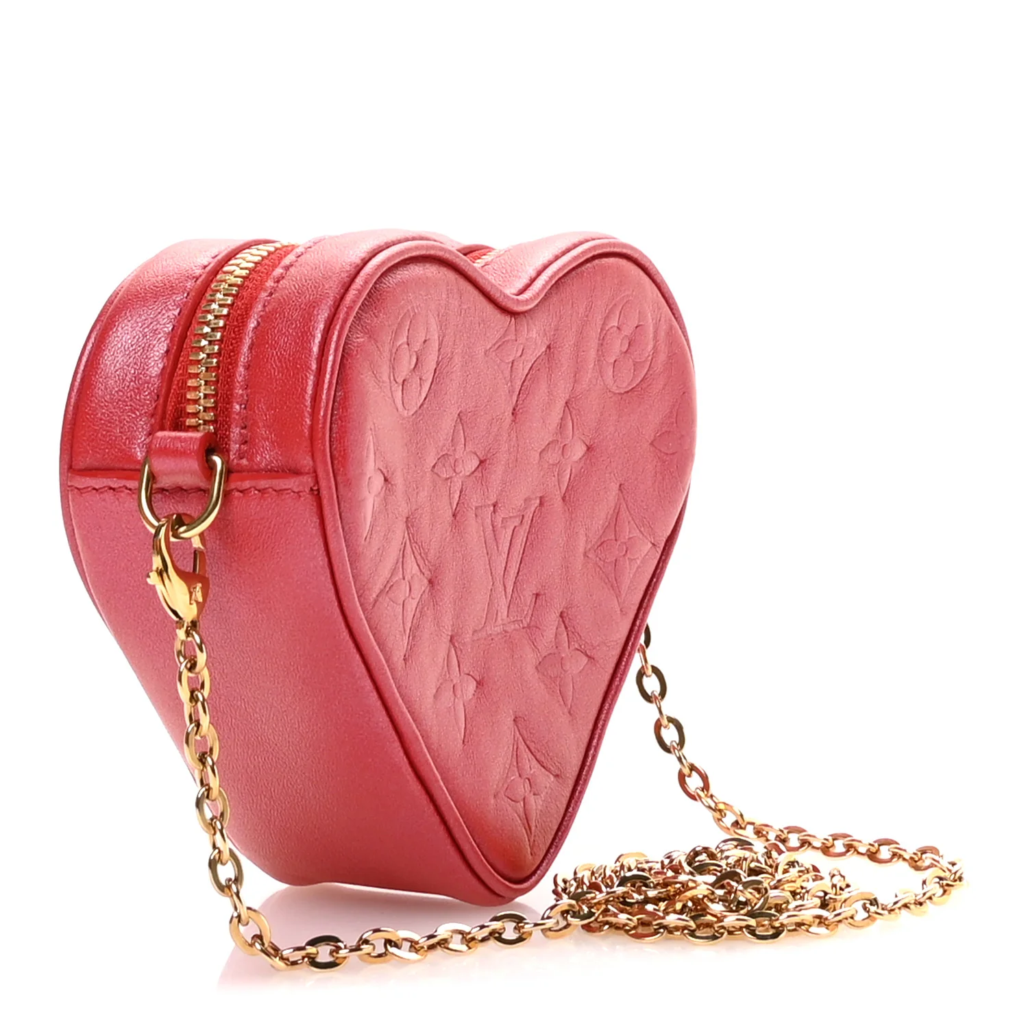Lambskin Embossed Monogram Fall In Love Sac Coeur Heart Chain Bag Lipstick Red - Image 3