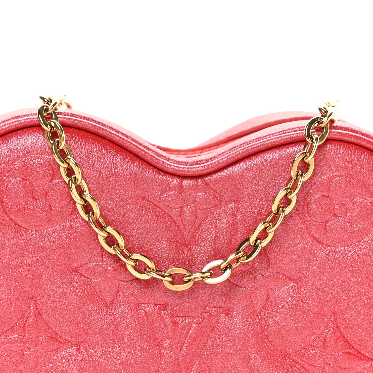 Lambskin Embossed Monogram Fall In Love Sac Coeur Heart Chain Bag Lipstick Red - Image 7