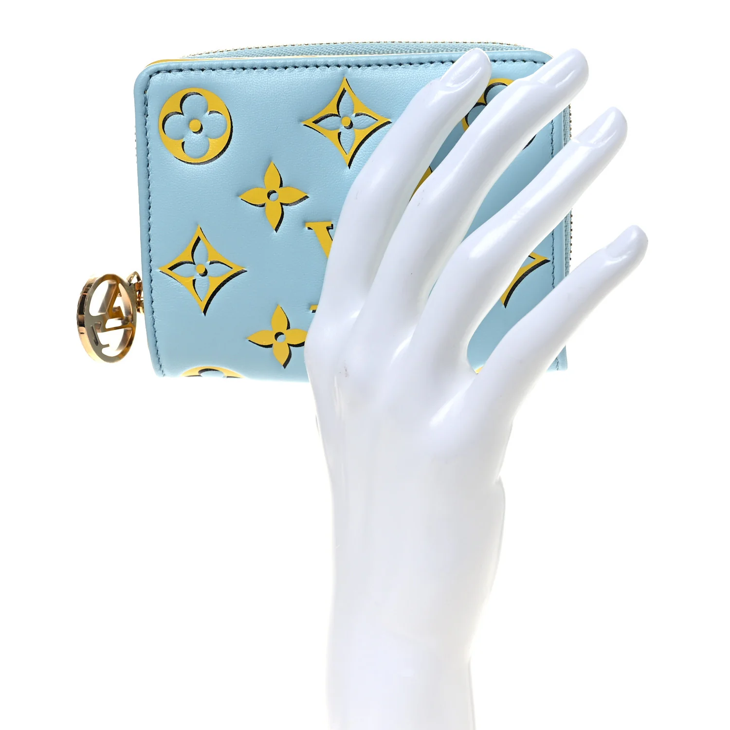 Lambskin Embossed Monogram Lou Coussin Wallet Blue Yellow - Image 2