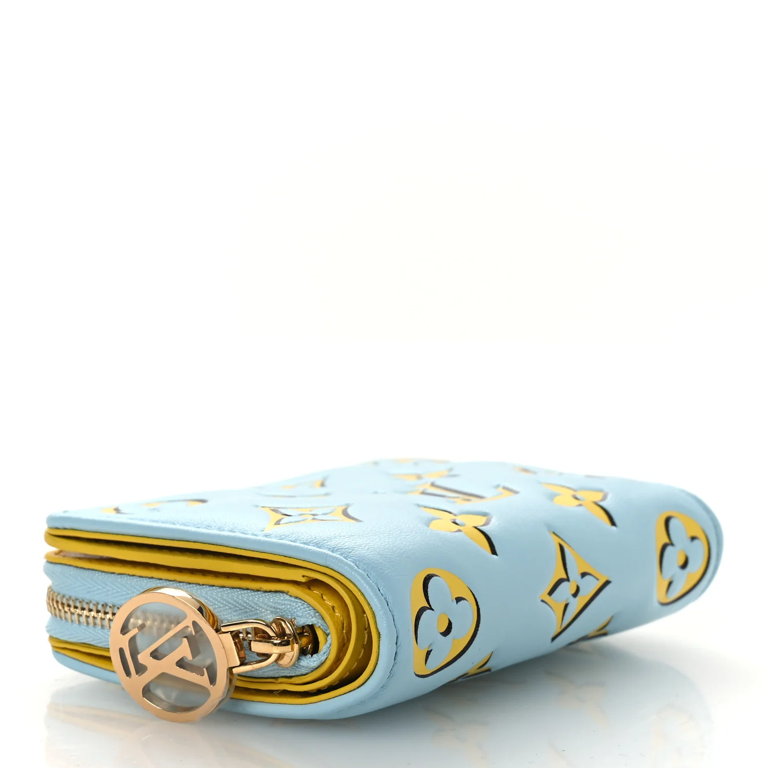 Lambskin Embossed Monogram Lou Coussin Wallet Blue Yellow - Image 4