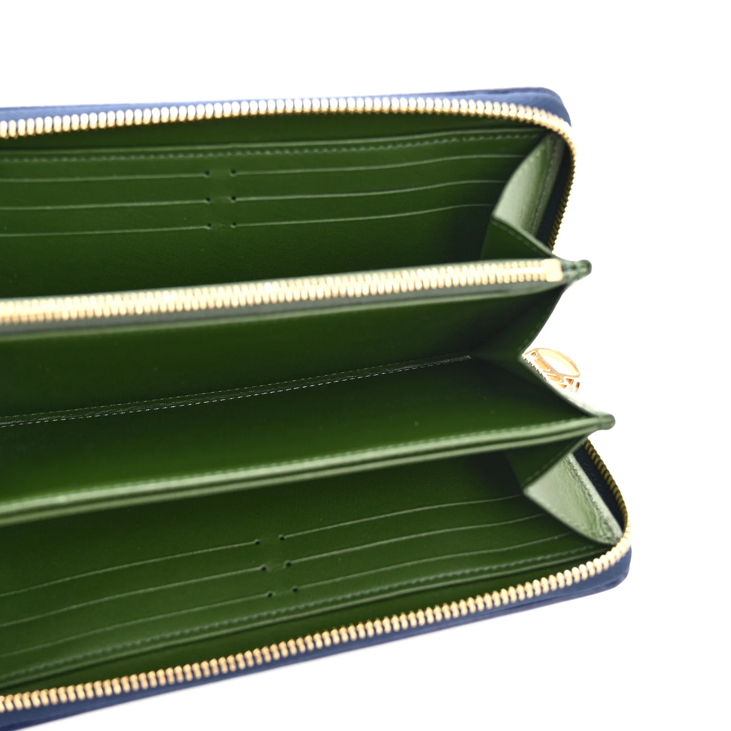Lambskin Embossed Monogram LV Coussin Zippy Wallet Blue Green - Image 5