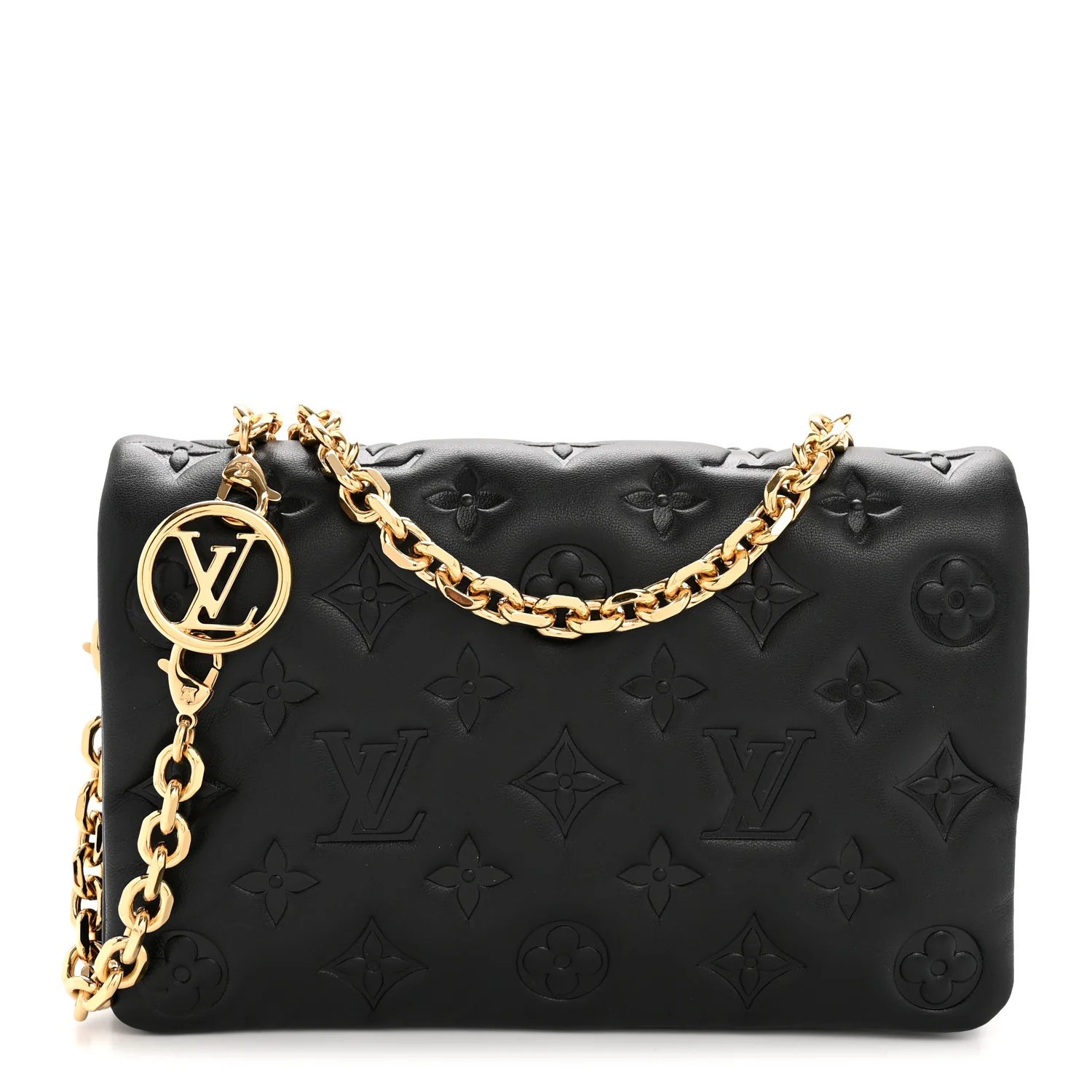 Lambskin Embossed Monogram Pochette Coussin Black