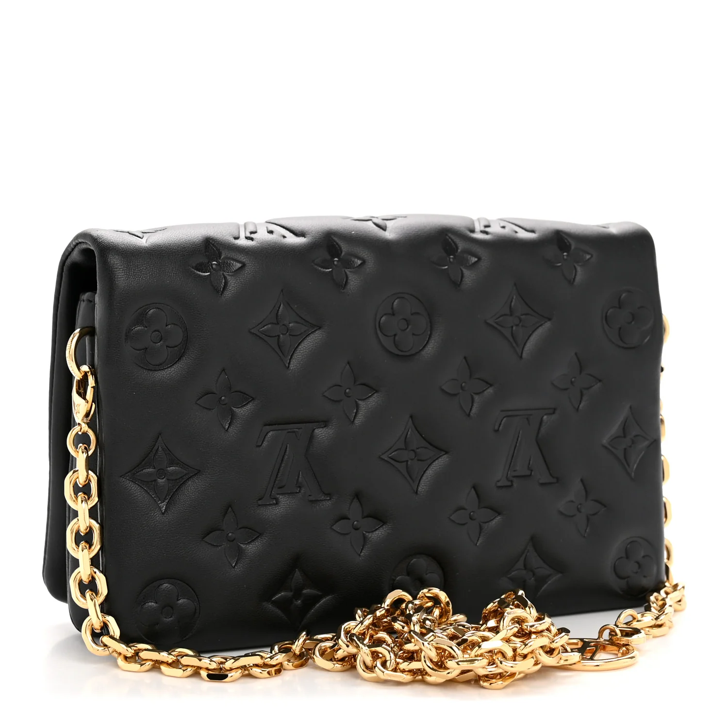 Lambskin Embossed Monogram Pochette Coussin Black - Image 3
