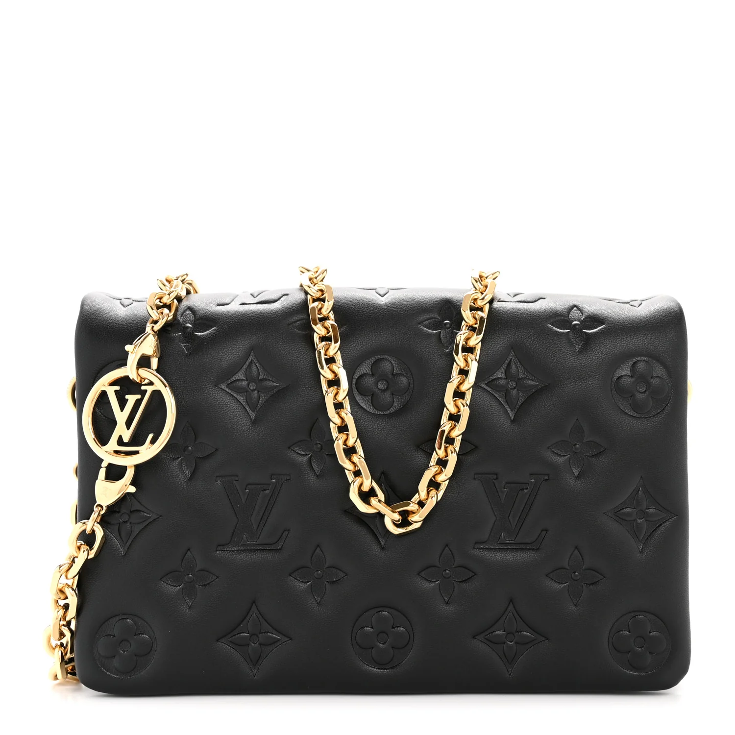 Lambskin Embossed Monogram Pochette Coussin Black