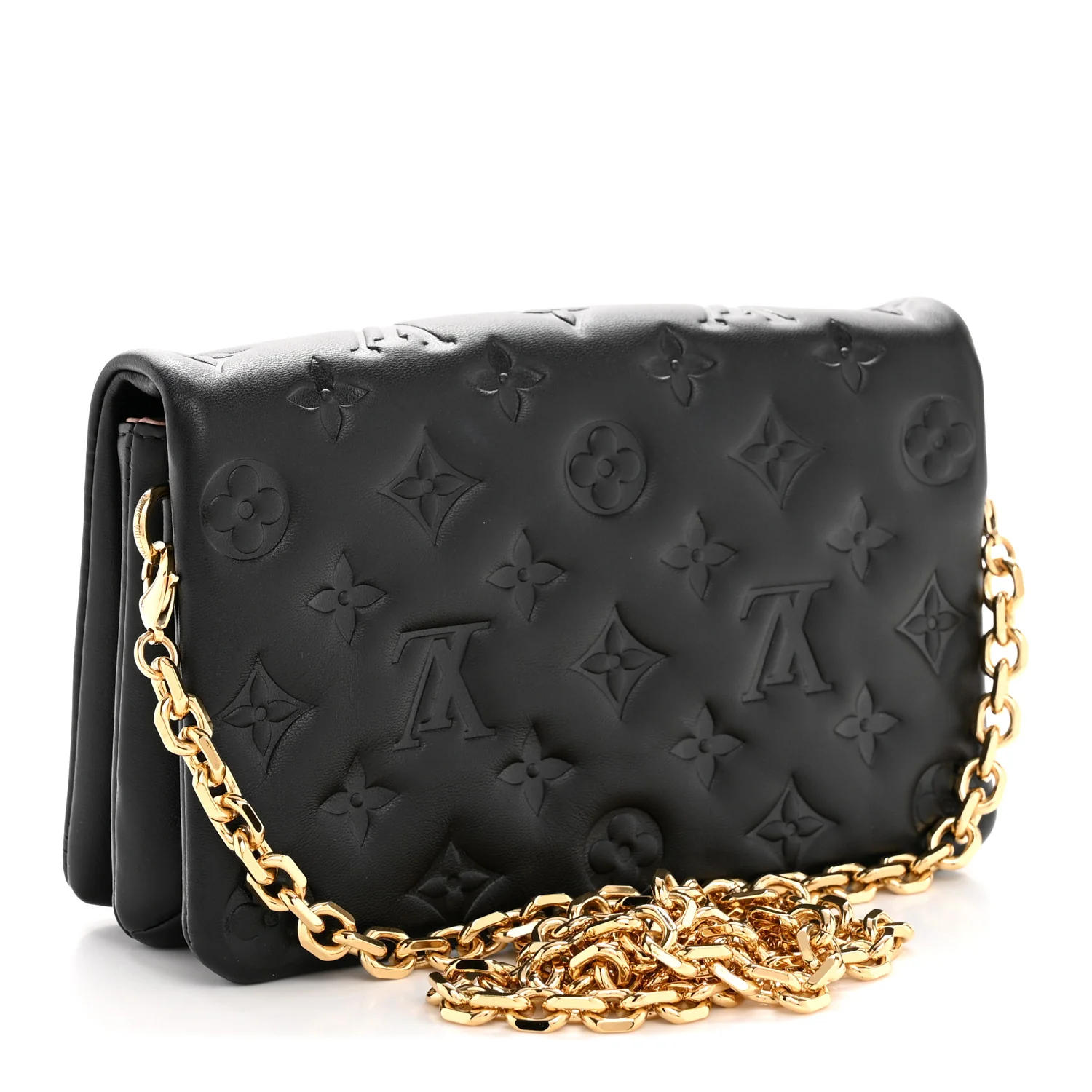 Lambskin Embossed Monogram Pochette Coussin Black - Image 3