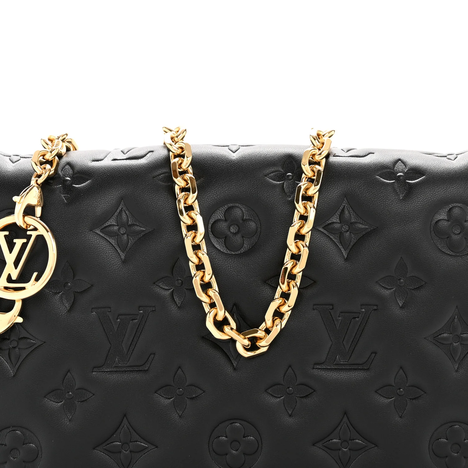 Lambskin Embossed Monogram Pochette Coussin Black - Image 7