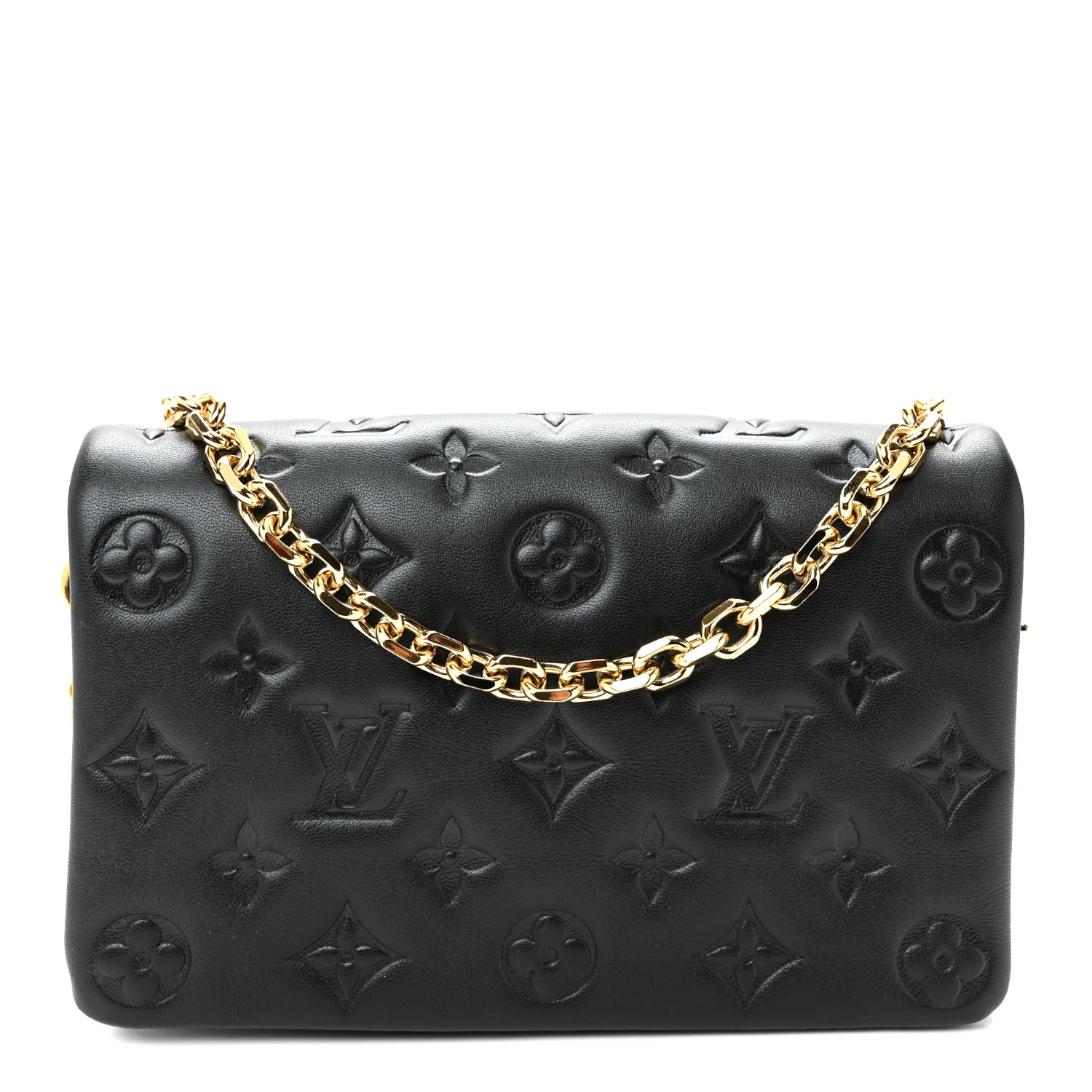 Lambskin Embossed Monogram Pochette Coussin Black
