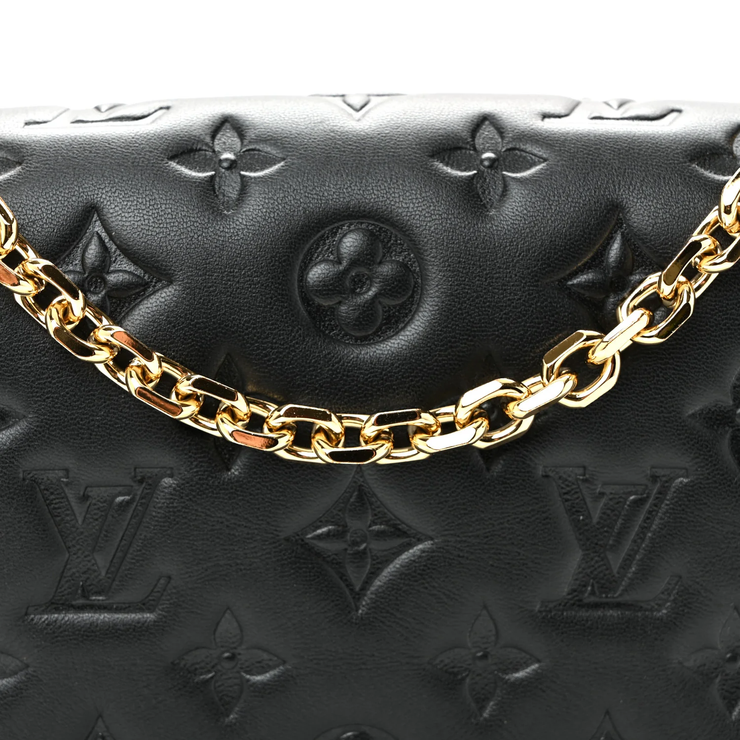Lambskin Embossed Monogram Pochette Coussin Black - Image 8