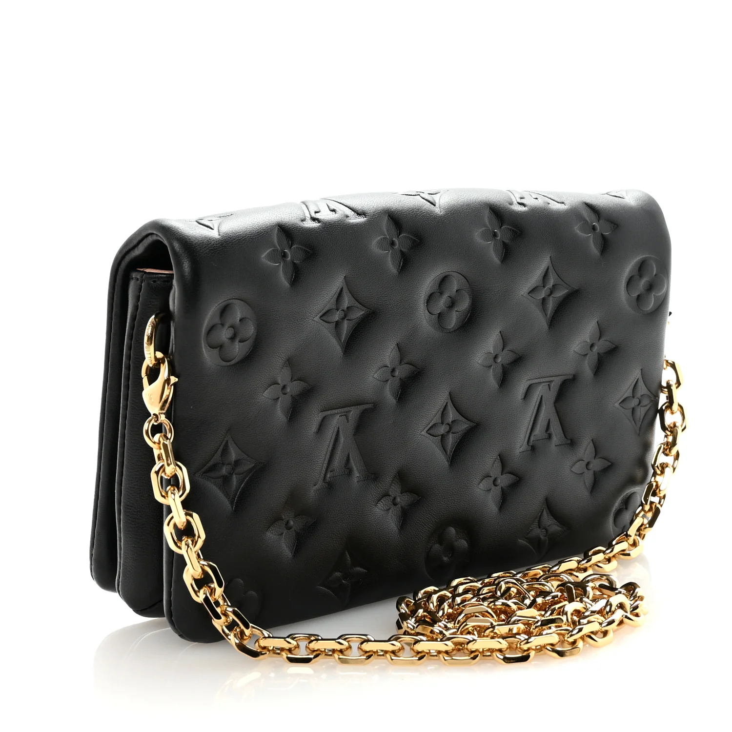 Lambskin Embossed Monogram Pochette Coussin Black - Image 3