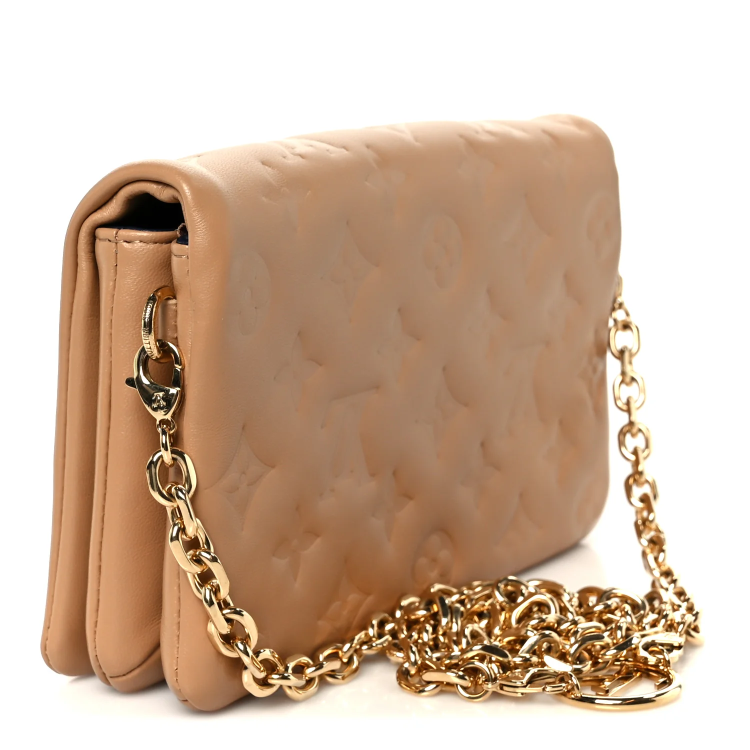 Lambskin Embossed Monogram Pochette Coussin Camel - Image 3
