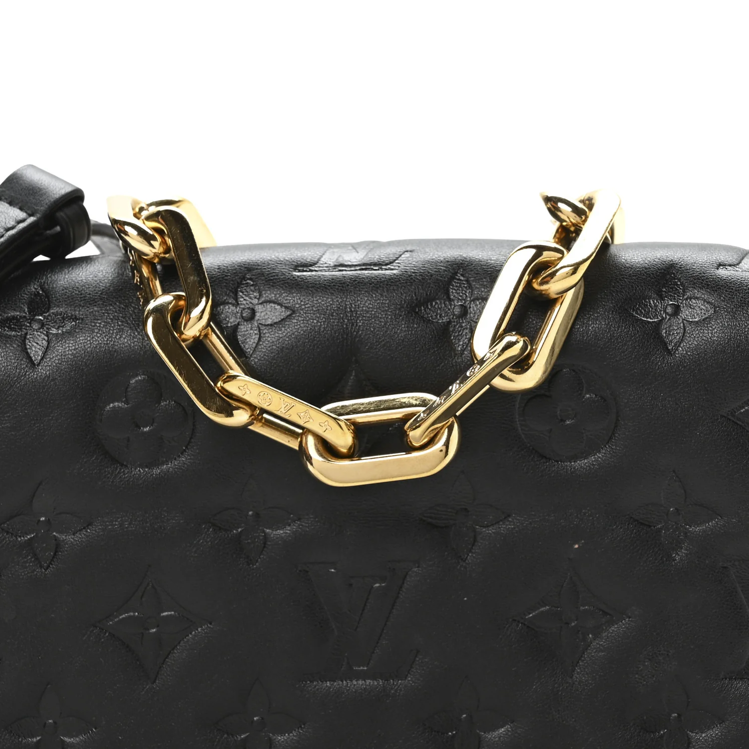 Lambskin Embossed Monogram Pochette Coussin Crossbody Black - Image 12