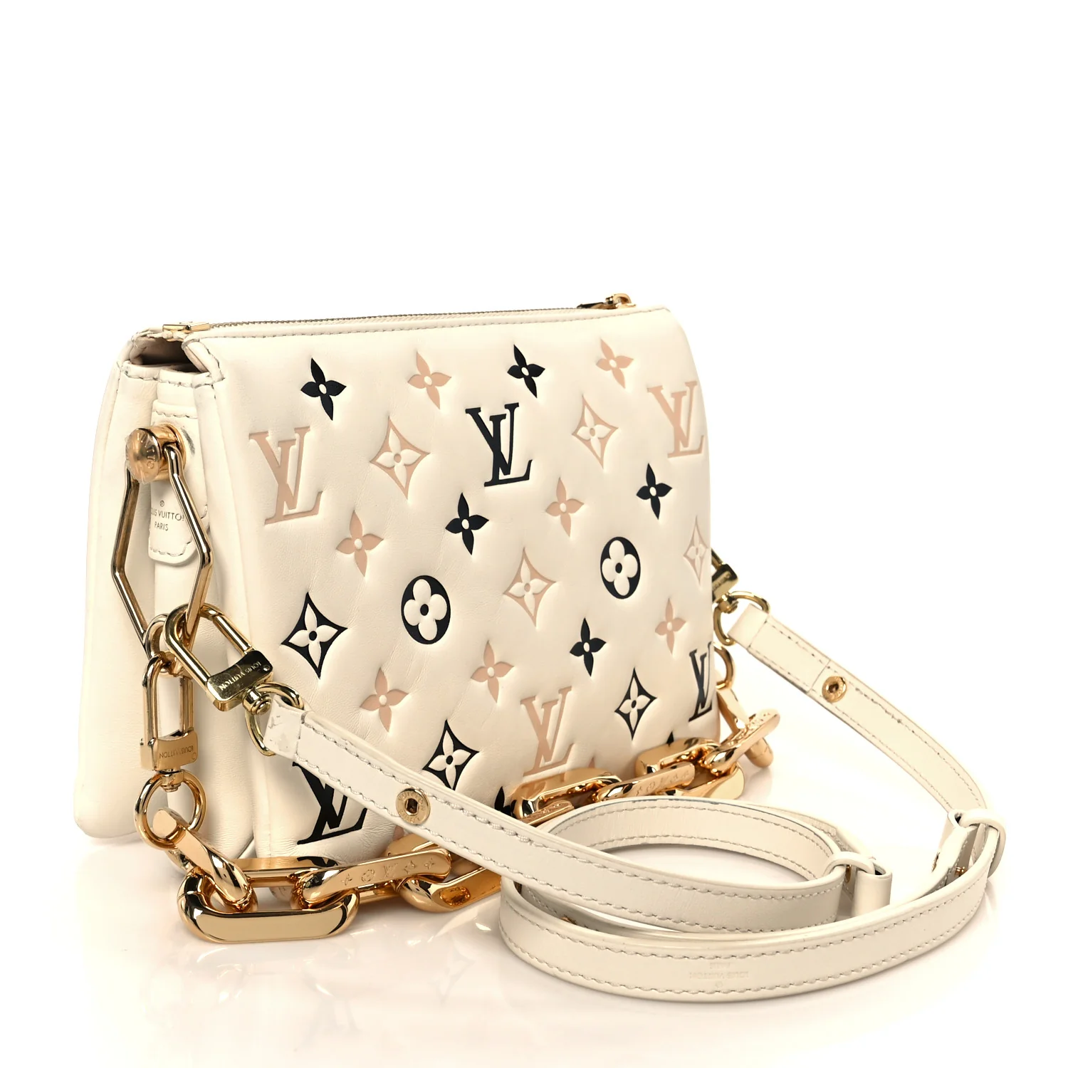 Lambskin Embossed Monogram Tricolor By The Pool Coussin BB Beige - Image 3