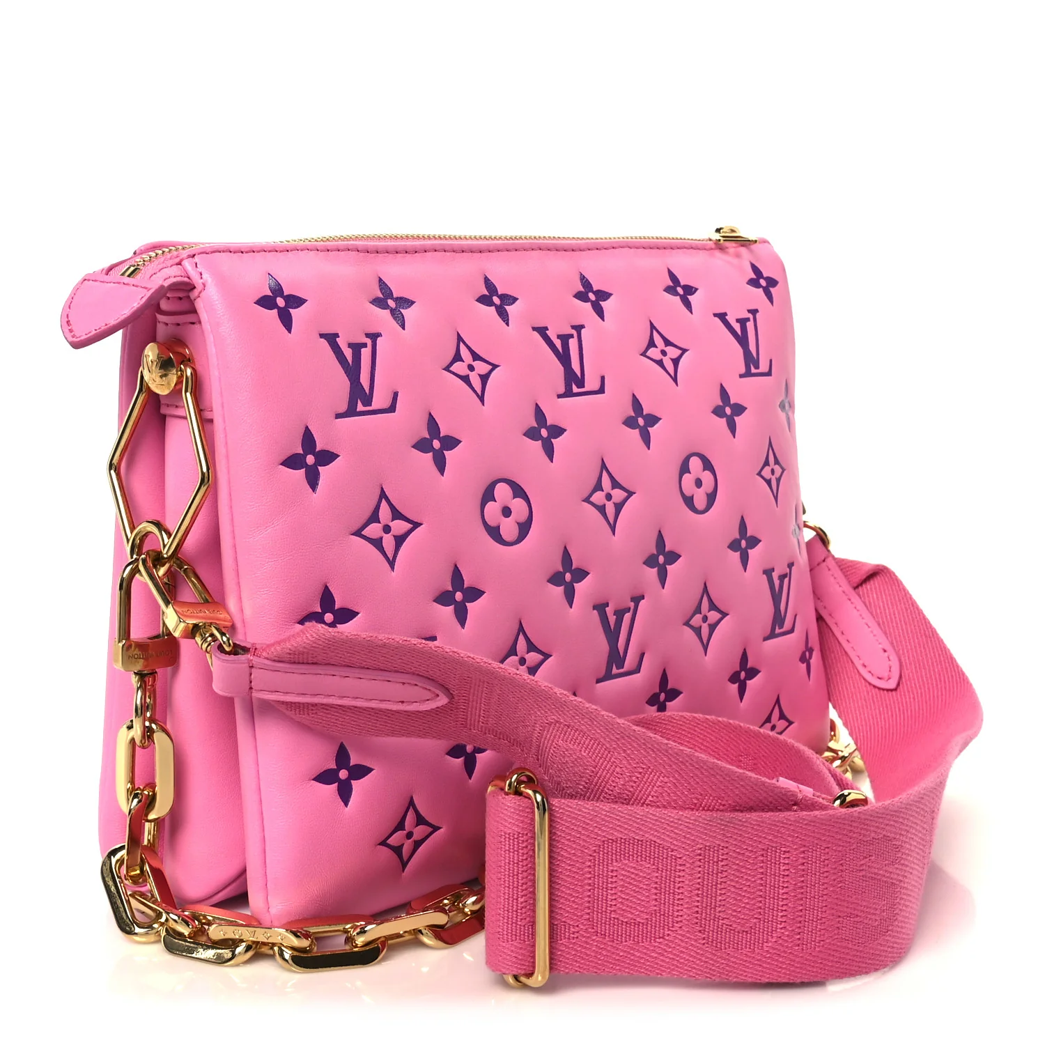 Lambskin Embossed Monogram Vuittamins Coussin PM Rose Violet - Image 3
