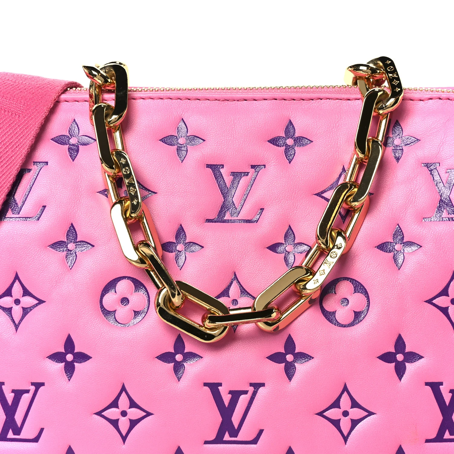 Lambskin Embossed Monogram Vuittamins Coussin PM Rose Violet - Image 9