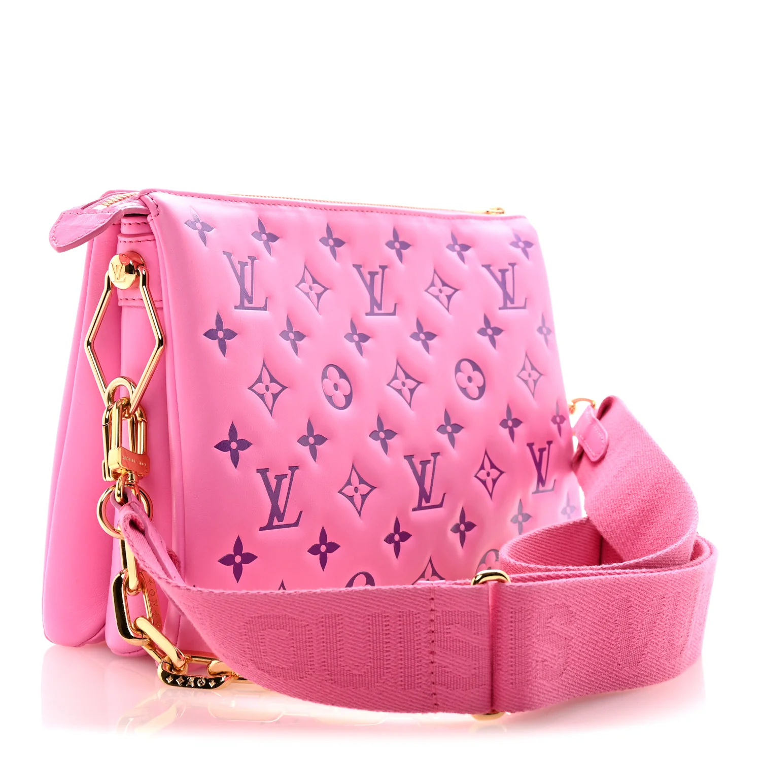 Lambskin Embossed Monogram Vuittamins Coussin PM Rose Violet - Image 3