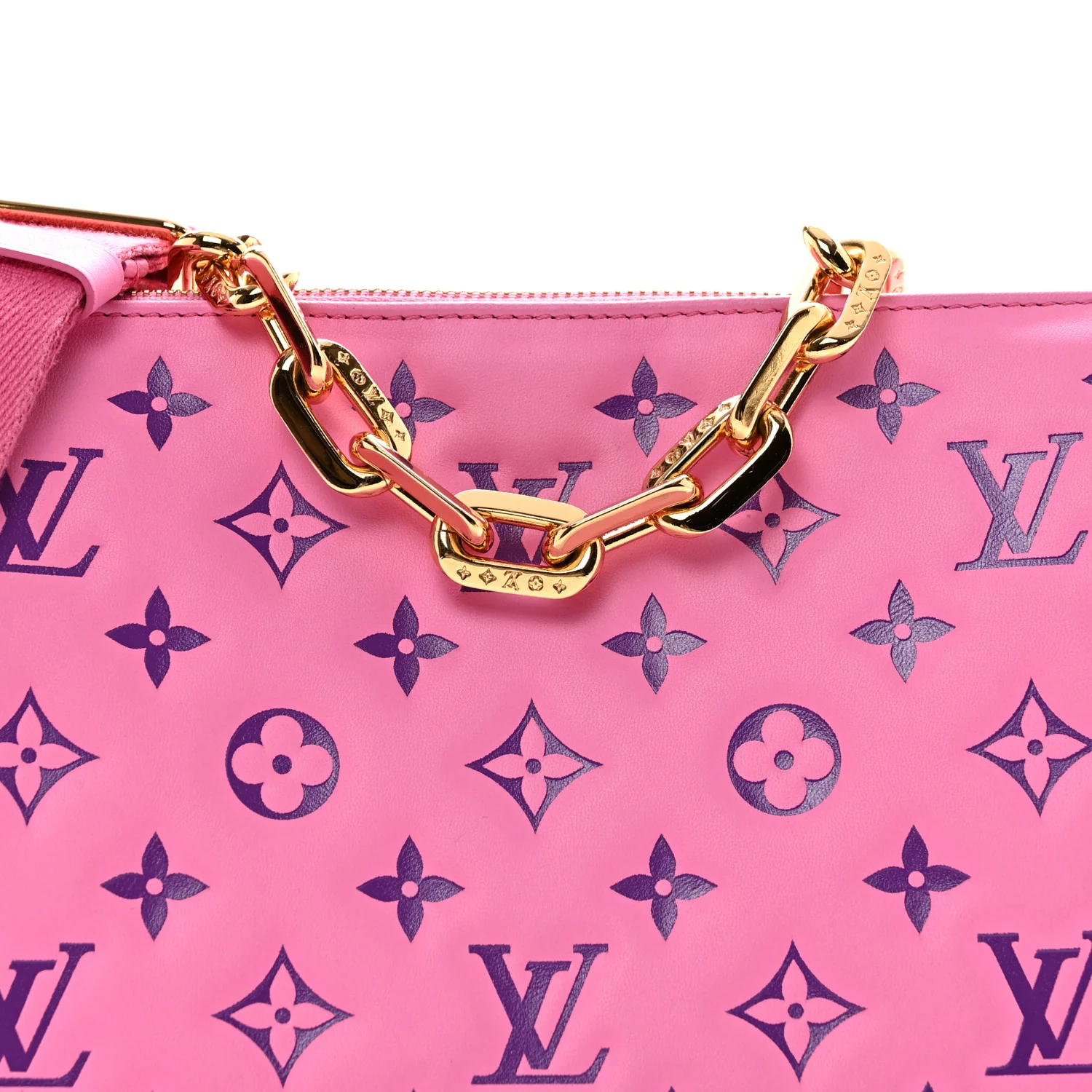 Lambskin Embossed Monogram Vuittamins Coussin PM Rose Violet - Image 7
