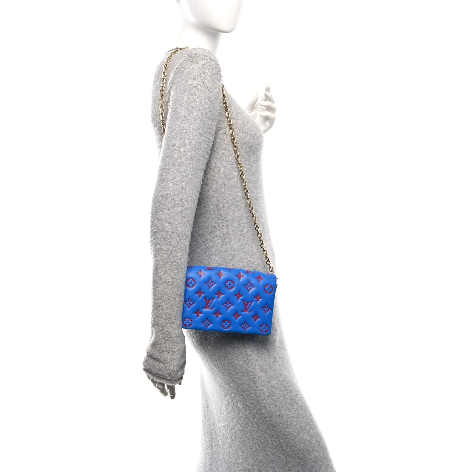 Lambskin Embossed Monogram Vuittamins Pochette Coussin Blue Red - Image 2