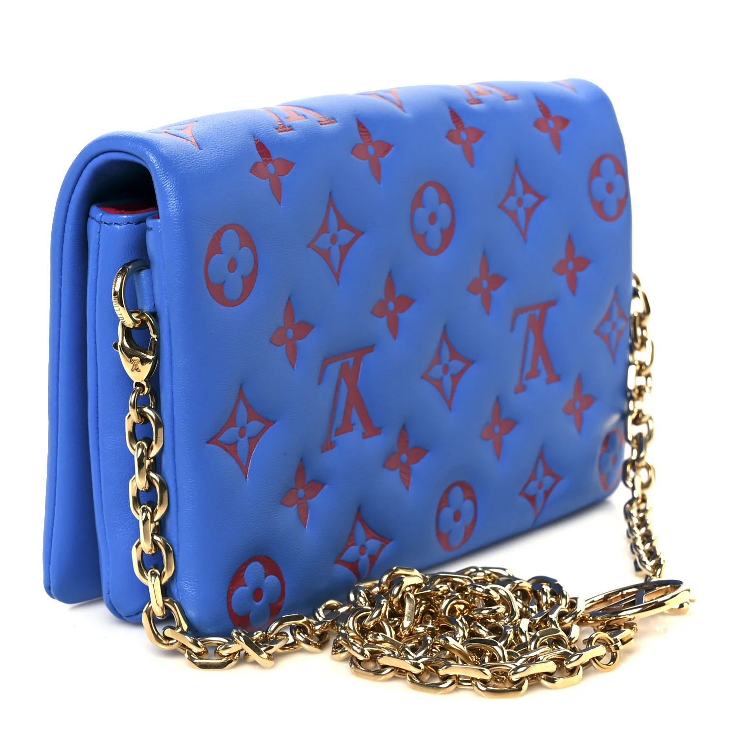 Lambskin Embossed Monogram Vuittamins Pochette Coussin Blue Red - Image 3