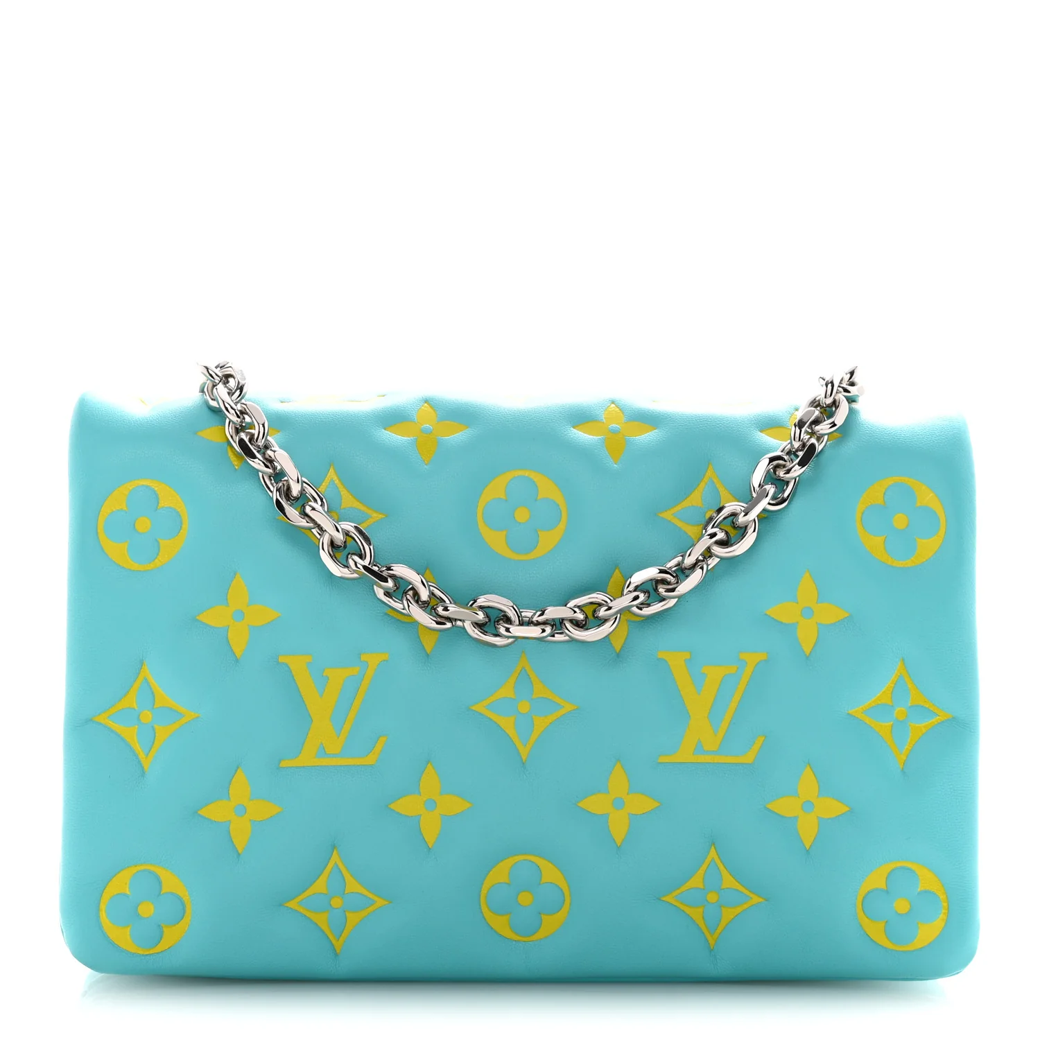 Lambskin Embossed Monogram Vuittamins Pochette Coussin Menthe Jaune