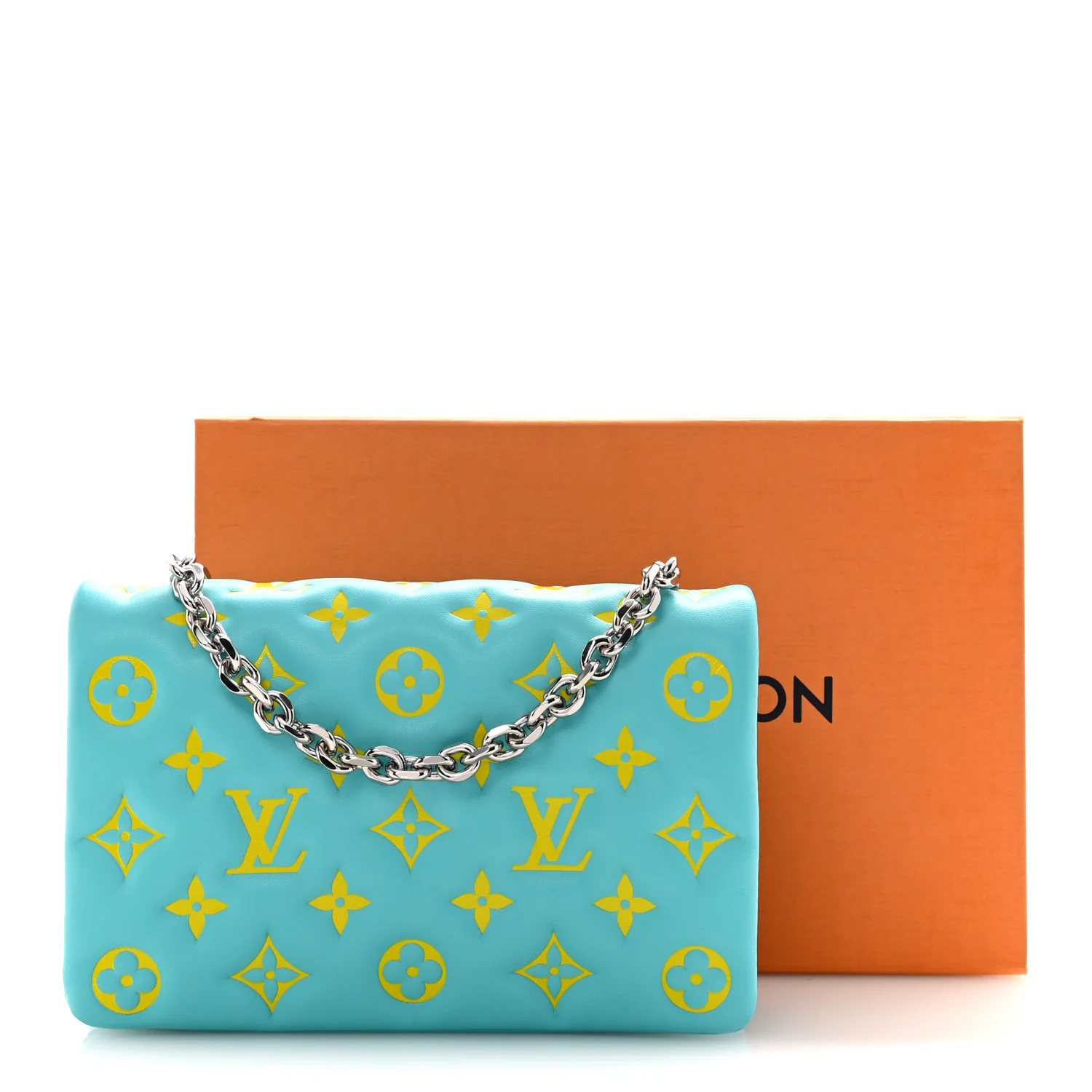 Lambskin Embossed Monogram Vuittamins Pochette Coussin Menthe Jaune - Image 11