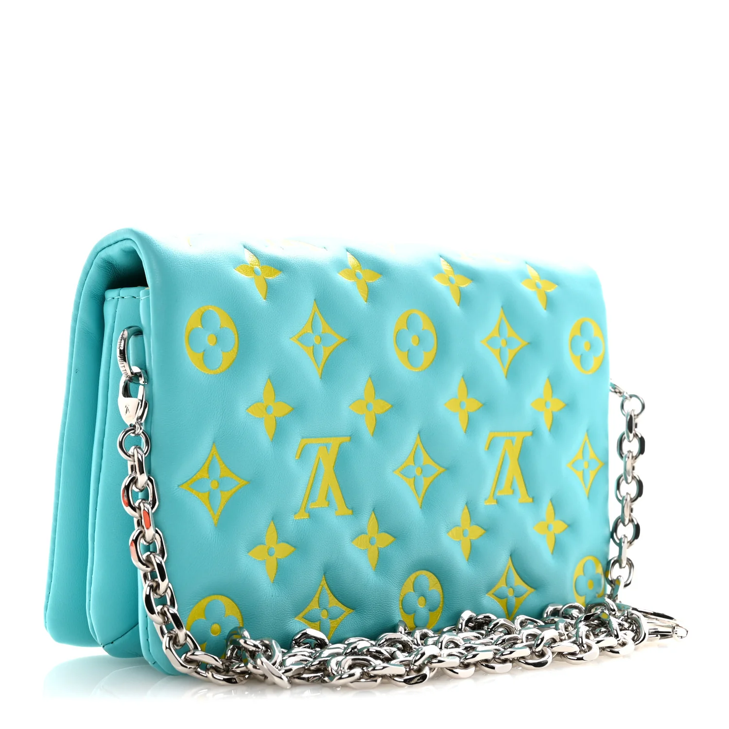 Lambskin Embossed Monogram Vuittamins Pochette Coussin Menthe Jaune - Image 3