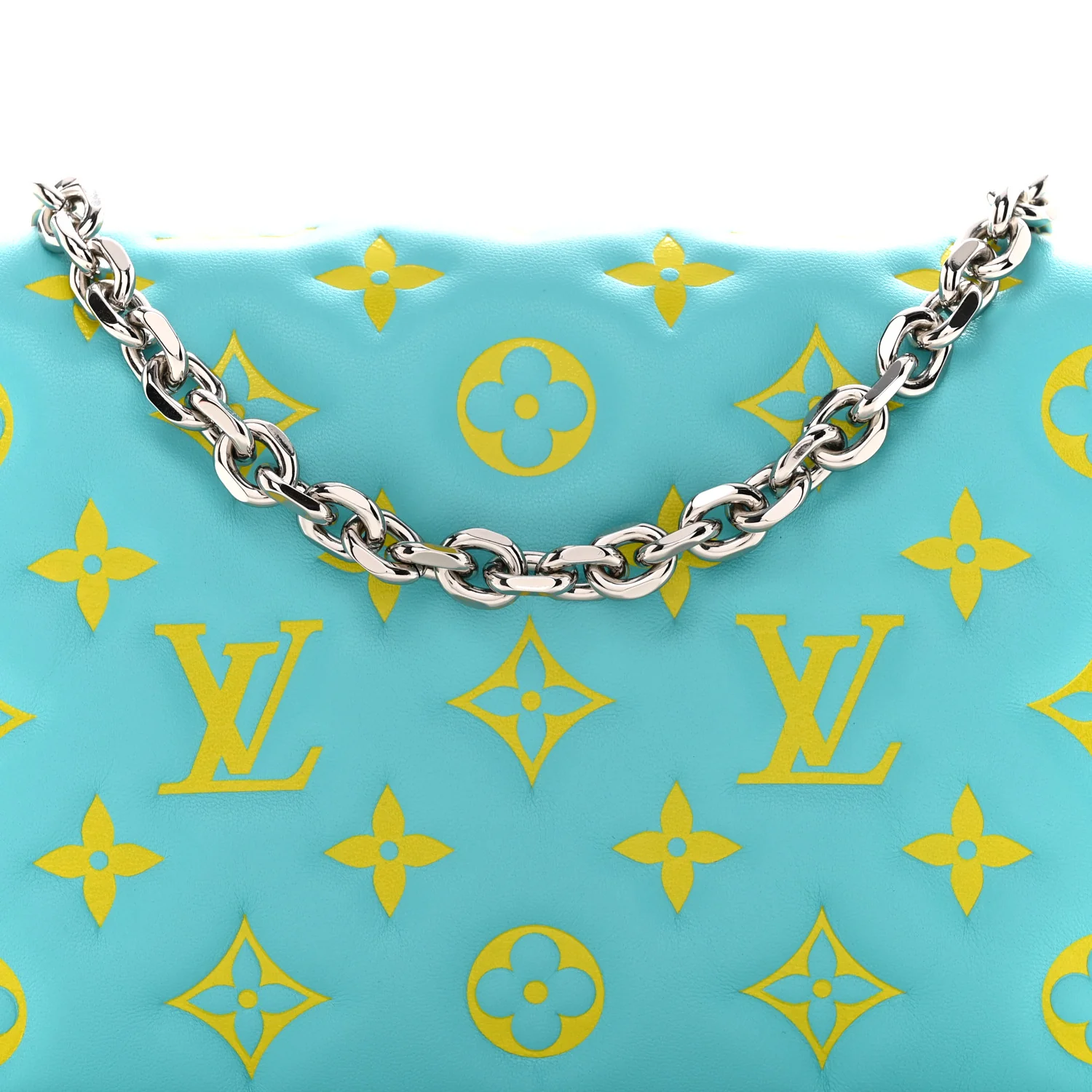 Lambskin Embossed Monogram Vuittamins Pochette Coussin Menthe Jaune - Image 7
