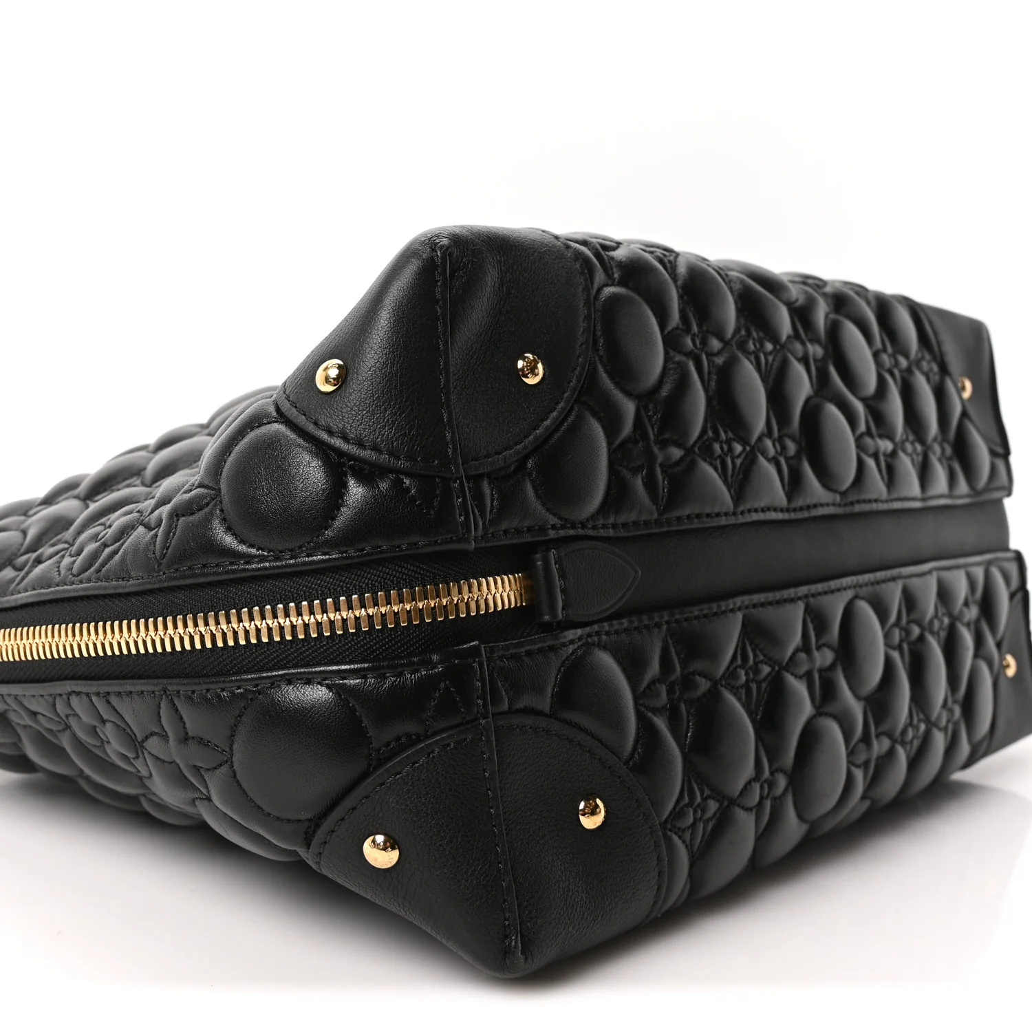 Lambskin Quilted Flowers Triangle Softy Black - Image 8