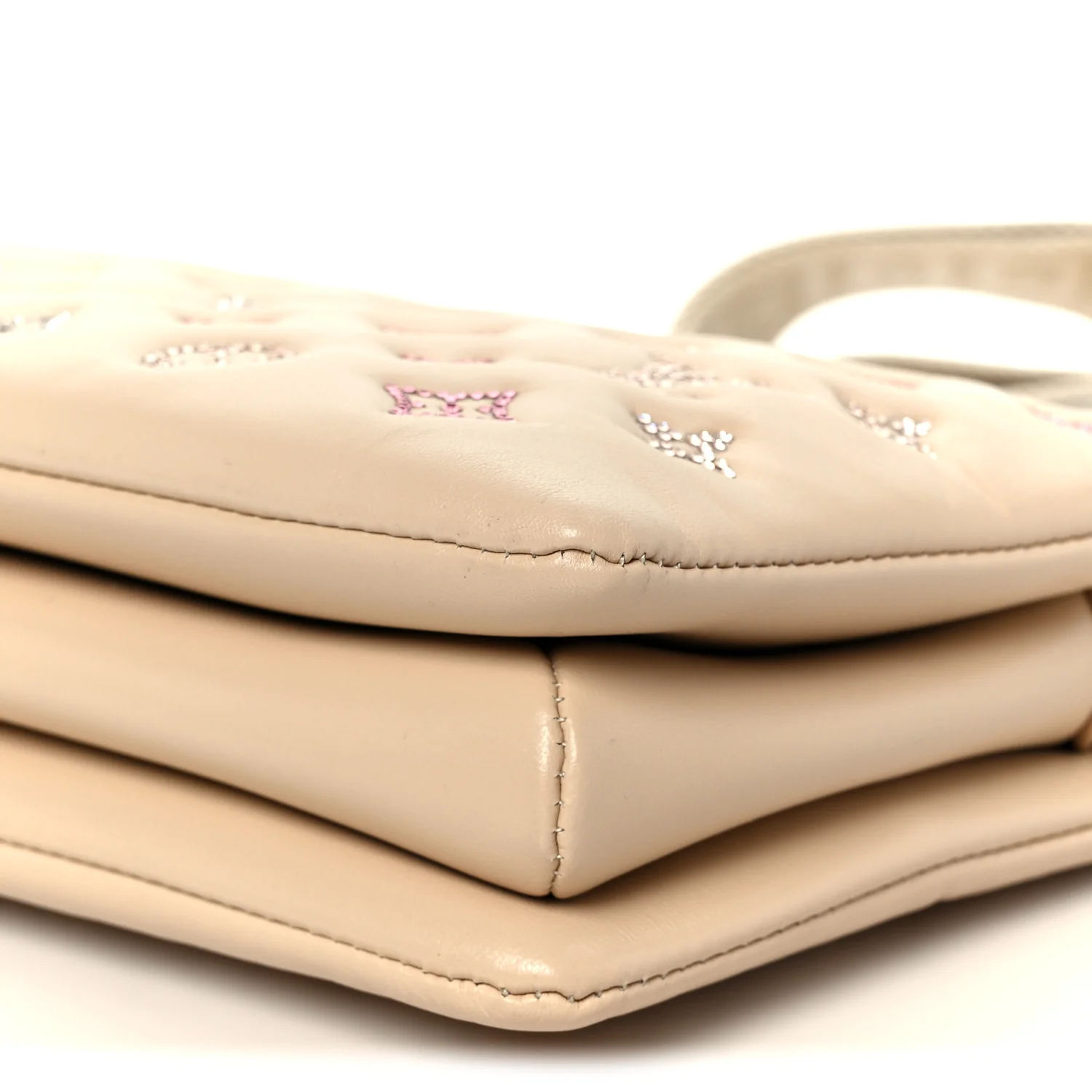 Lambskin Swarovski Crystal Embossed Monogram Coussin PM Nude - Image 12