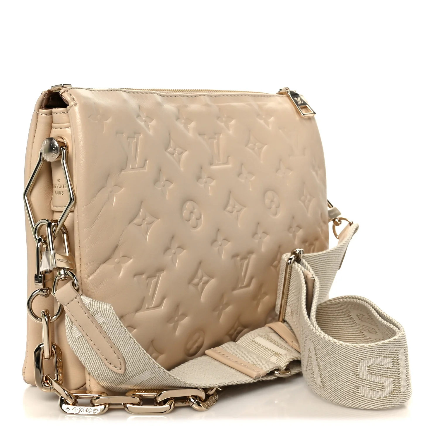 Lambskin Swarovski Crystal Embossed Monogram Coussin PM Nude - Image 3