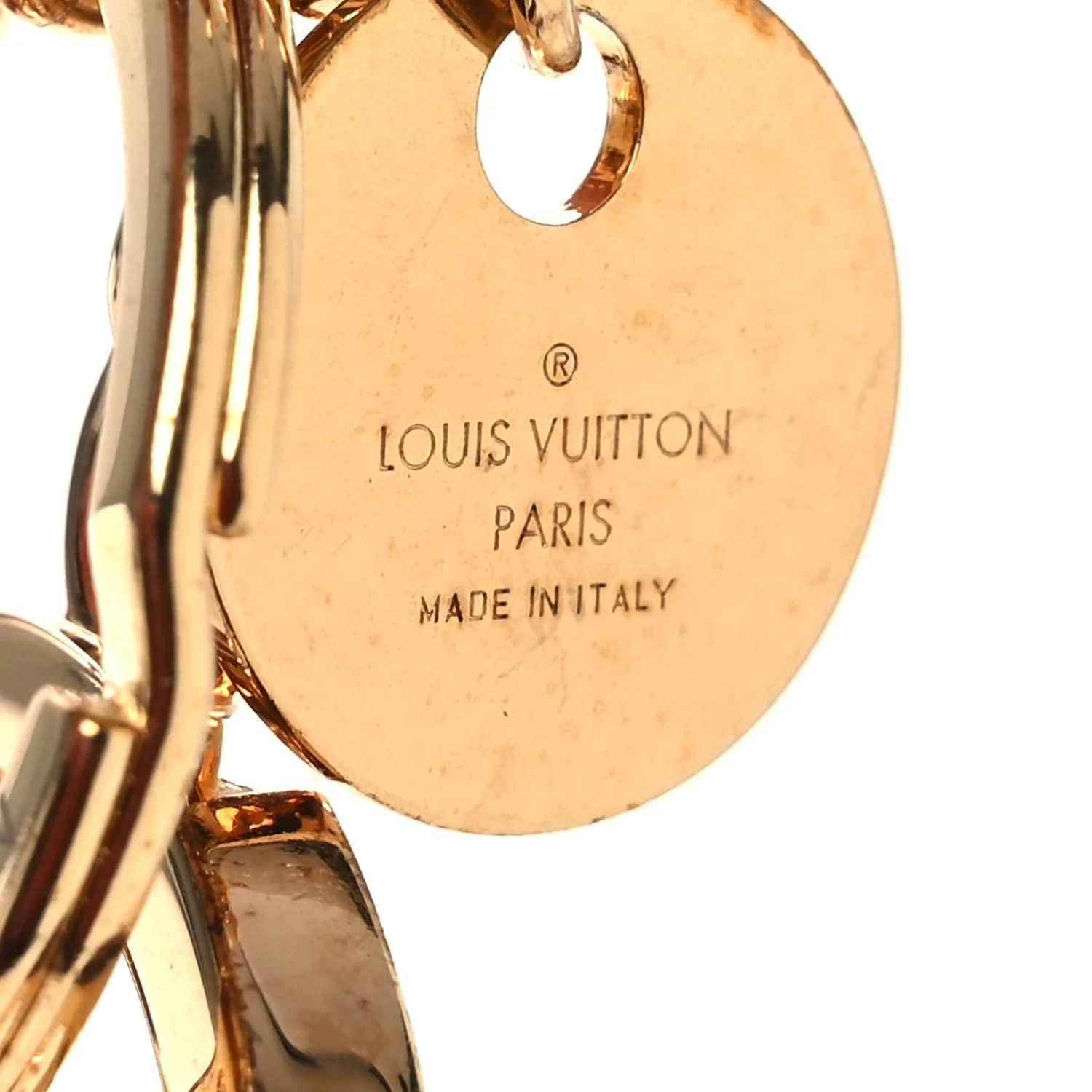 LV Circle Bag Charm Key Holder Gold - Image 3