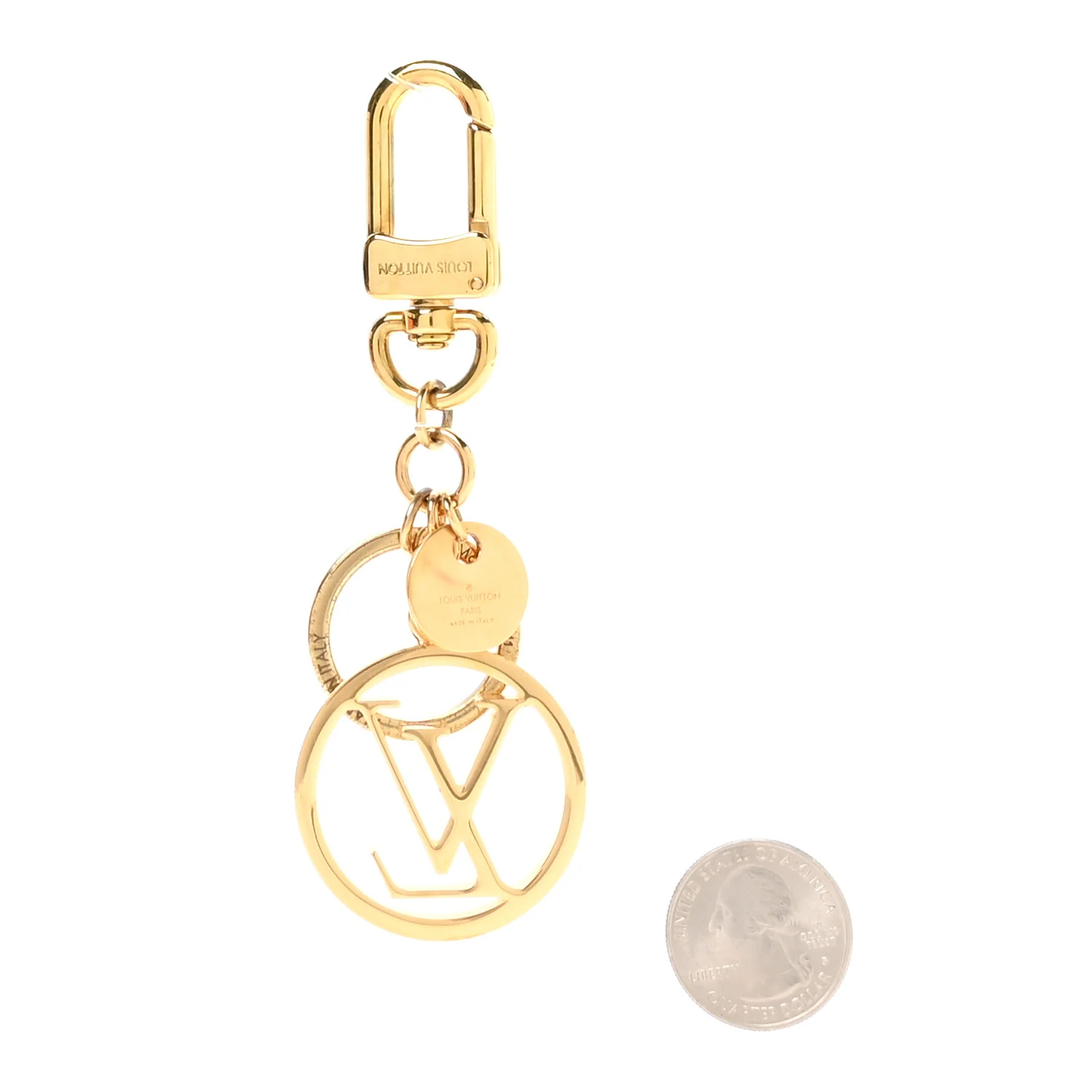 LV Circle Bag Charm Key Holder Gold - Image 2