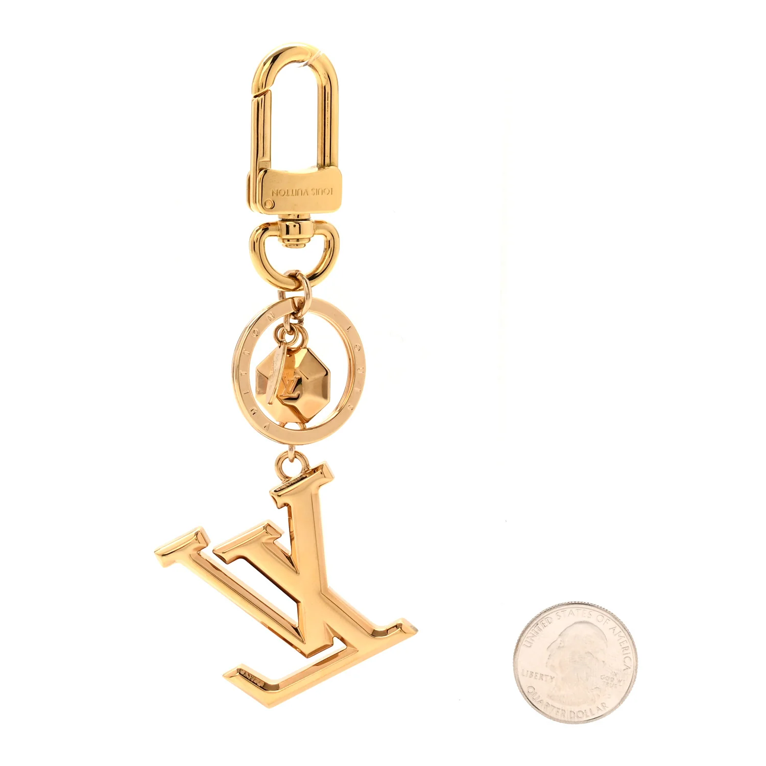 LV Facettes Bag Charm Key Holder Gold - Image 2