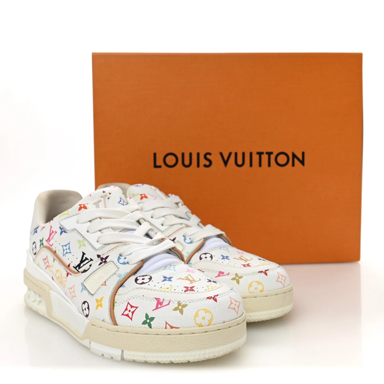 LV X TM Calfskin Monogram Multicolor Womens LV Trainer Sneakers 38 White - Image 10