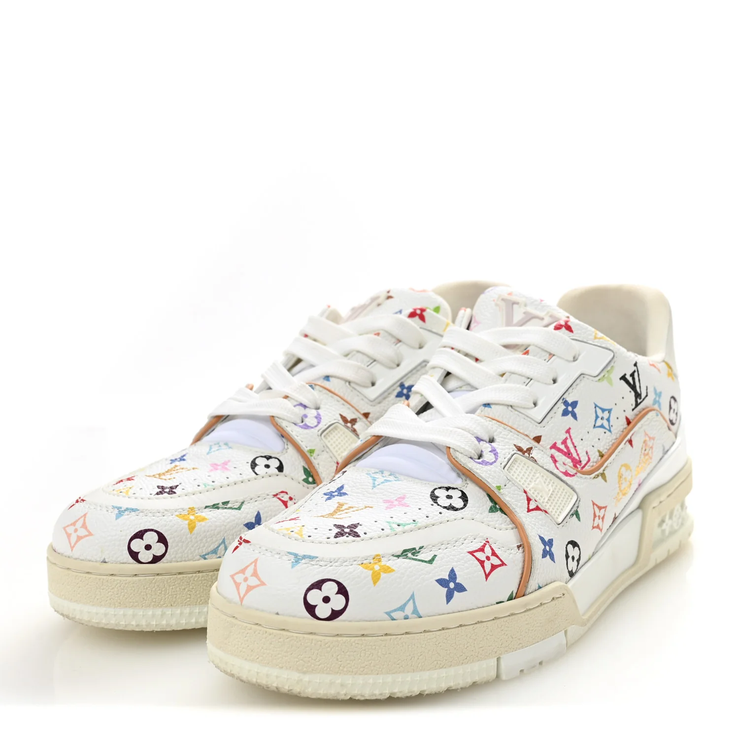 LV X TM Calfskin Monogram Multicolor Womens LV Trainer Sneakers 38 White - Image 4