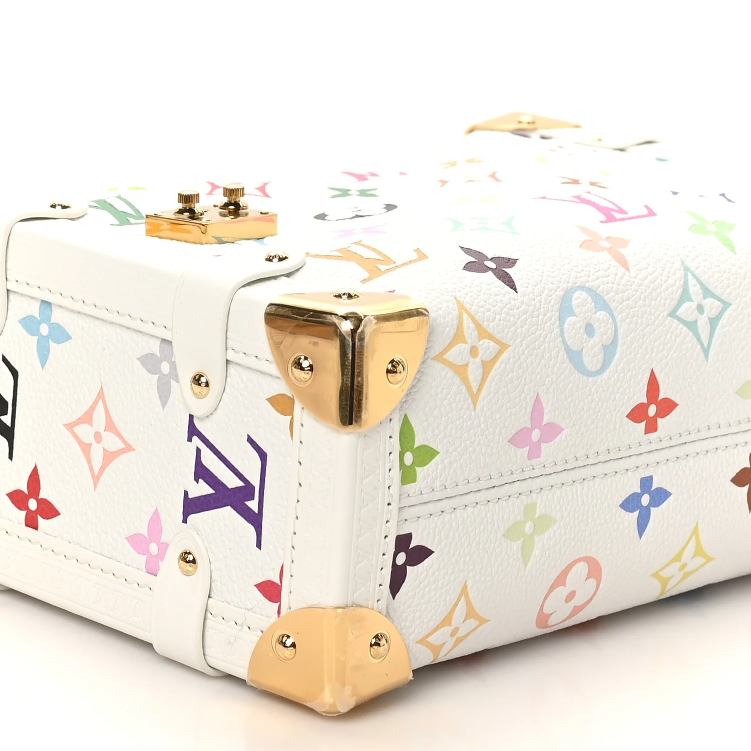 LV x TM Cowhide Monogram Multicolor Side Trunk MM White - Image 8