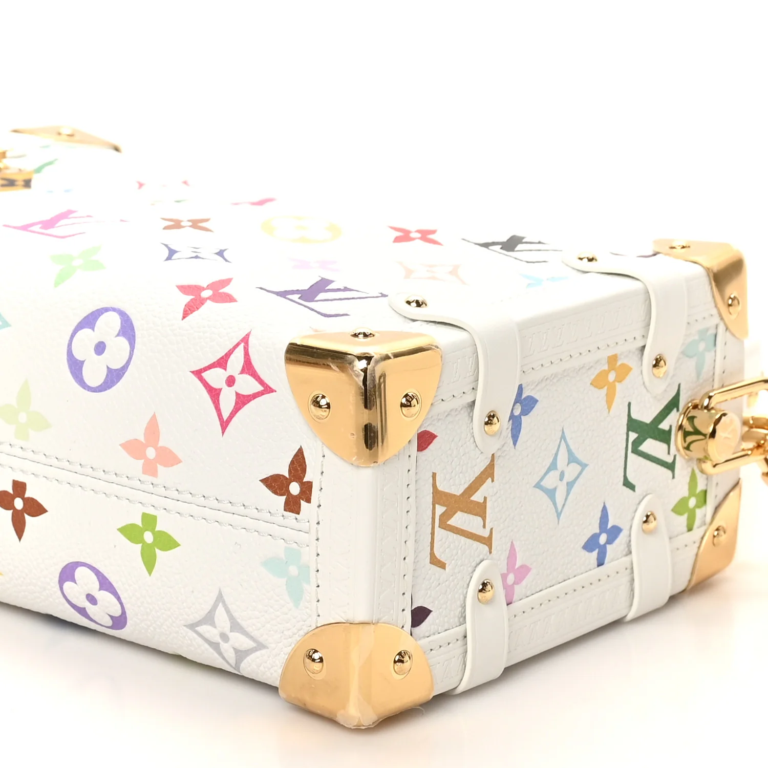 LV x TM Cowhide Monogram Multicolor Side Trunk MM White - Image 9