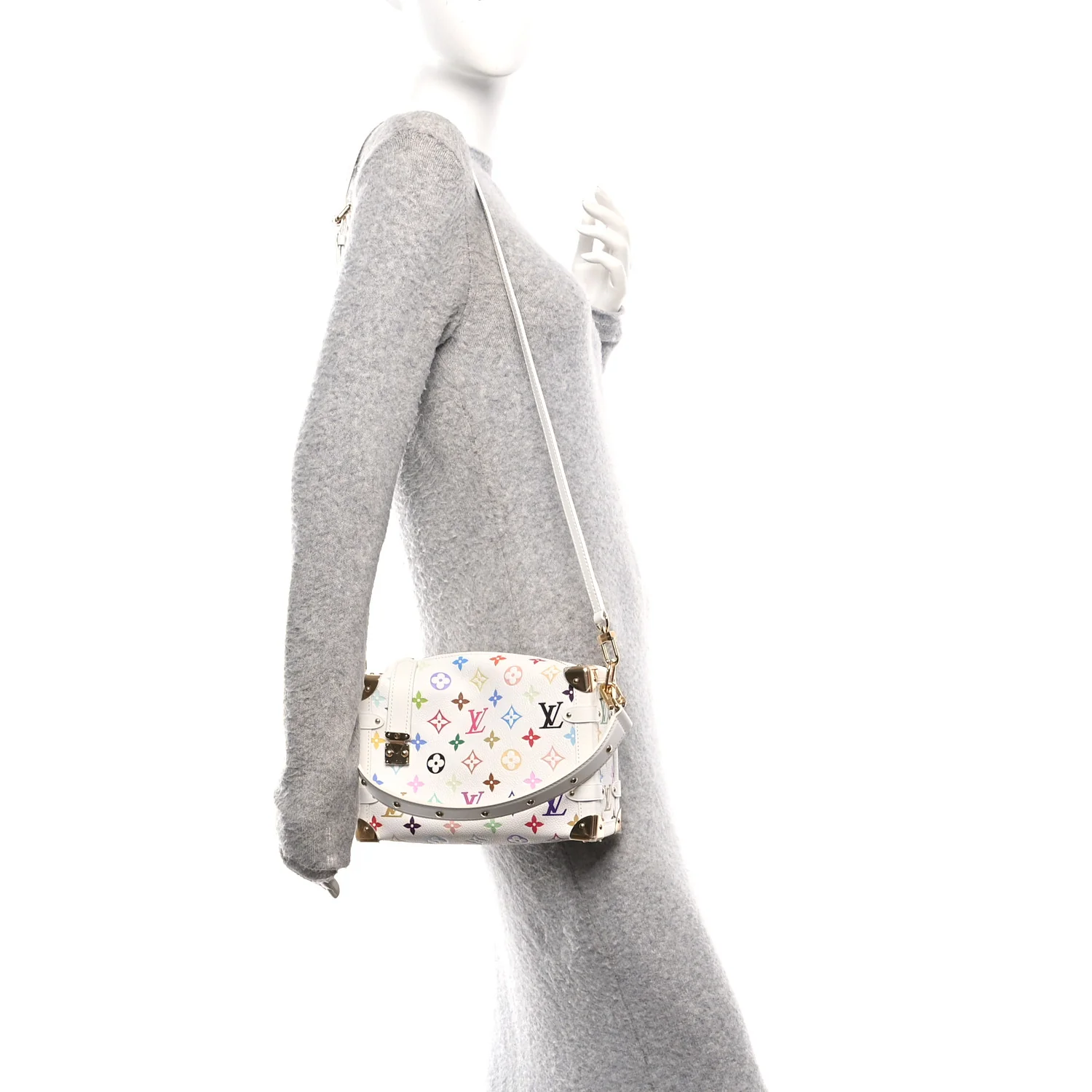LV x TM Cowhide Monogram Multicolor Side Trunk MM White - Image 2