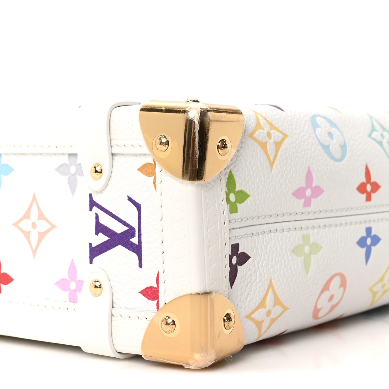 LV x TM Cowhide Monogram Multicolor Side Trunk MM White - Image 8