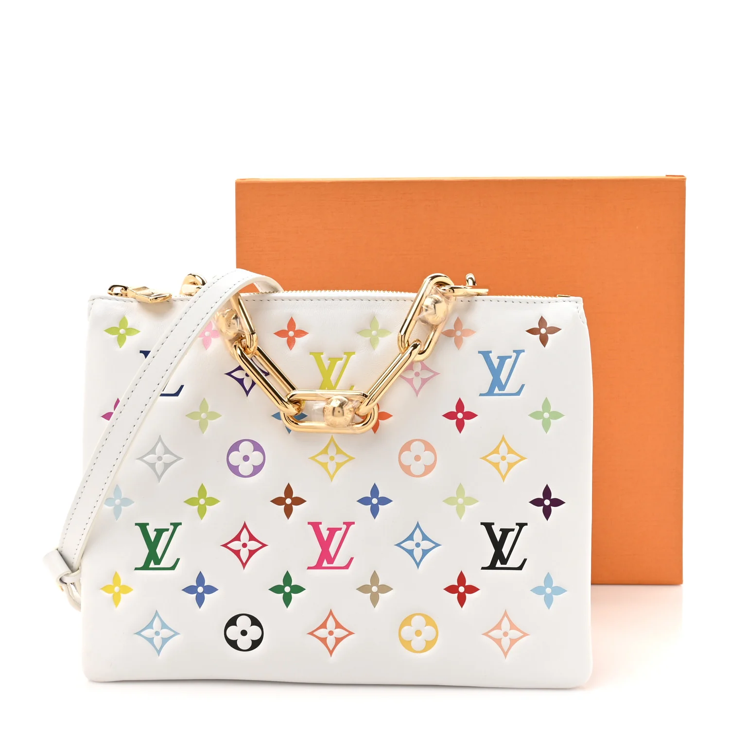 LV x TM Lambskin Embossed Monogram Coussin PM White Multicolor - Image 13
