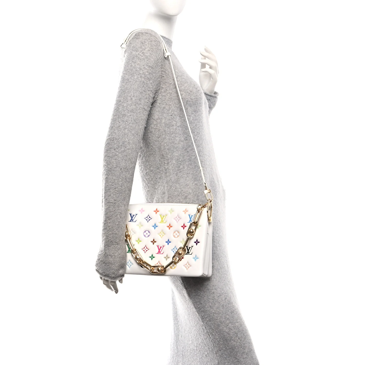 LV x TM Lambskin Embossed Monogram Coussin PM White Multicolor - Image 2