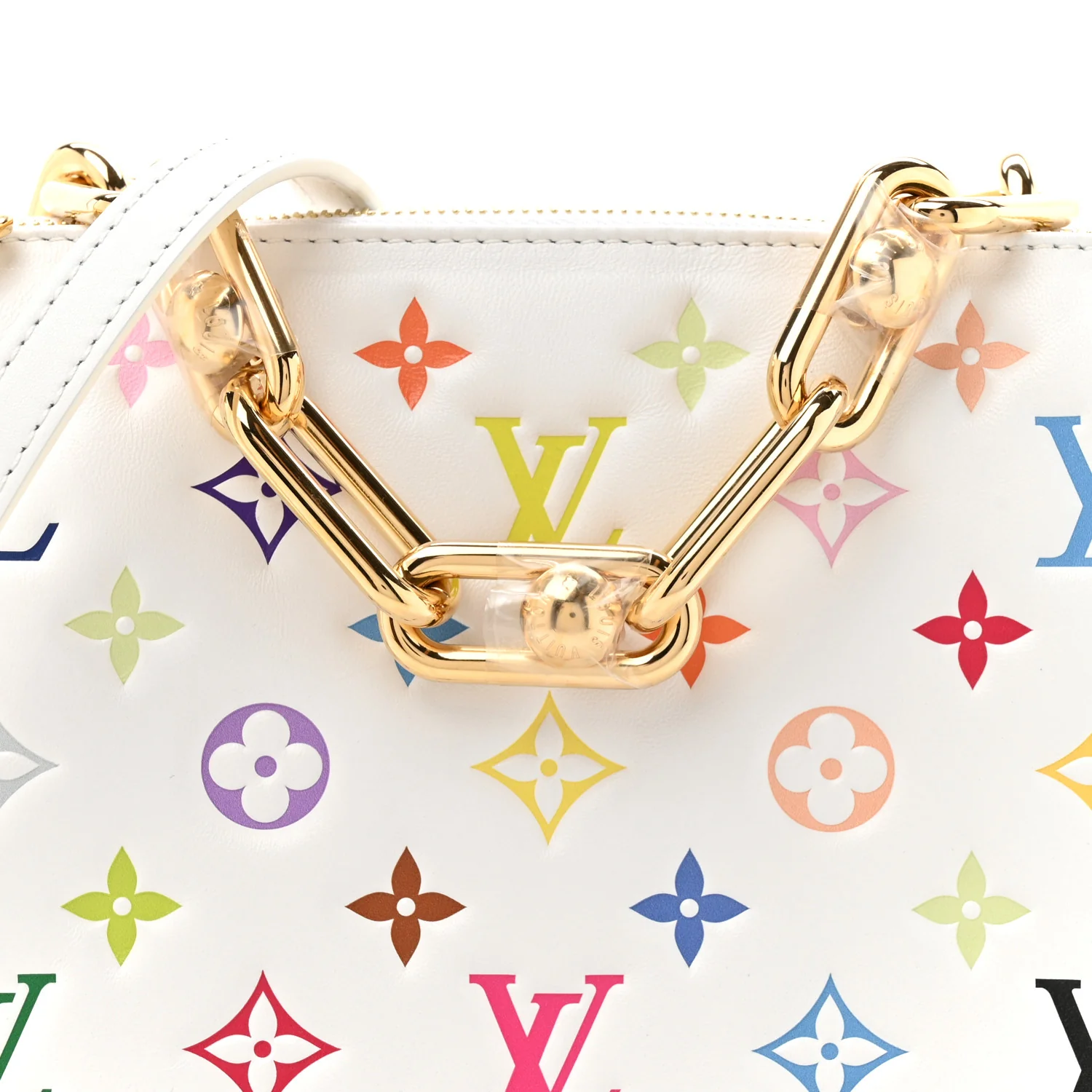 LV x TM Lambskin Embossed Monogram Coussin PM White Multicolor - Image 9