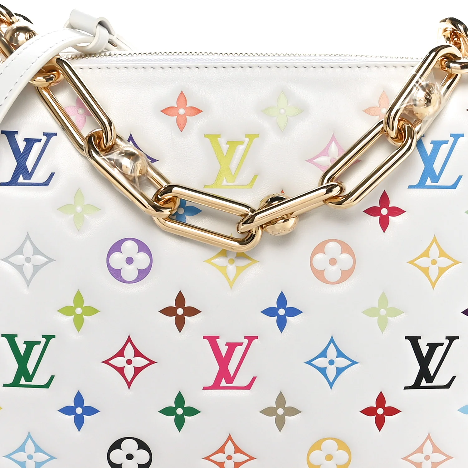 LV x TM Lambskin Embossed Monogram Coussin PM White Multicolor - Image 7