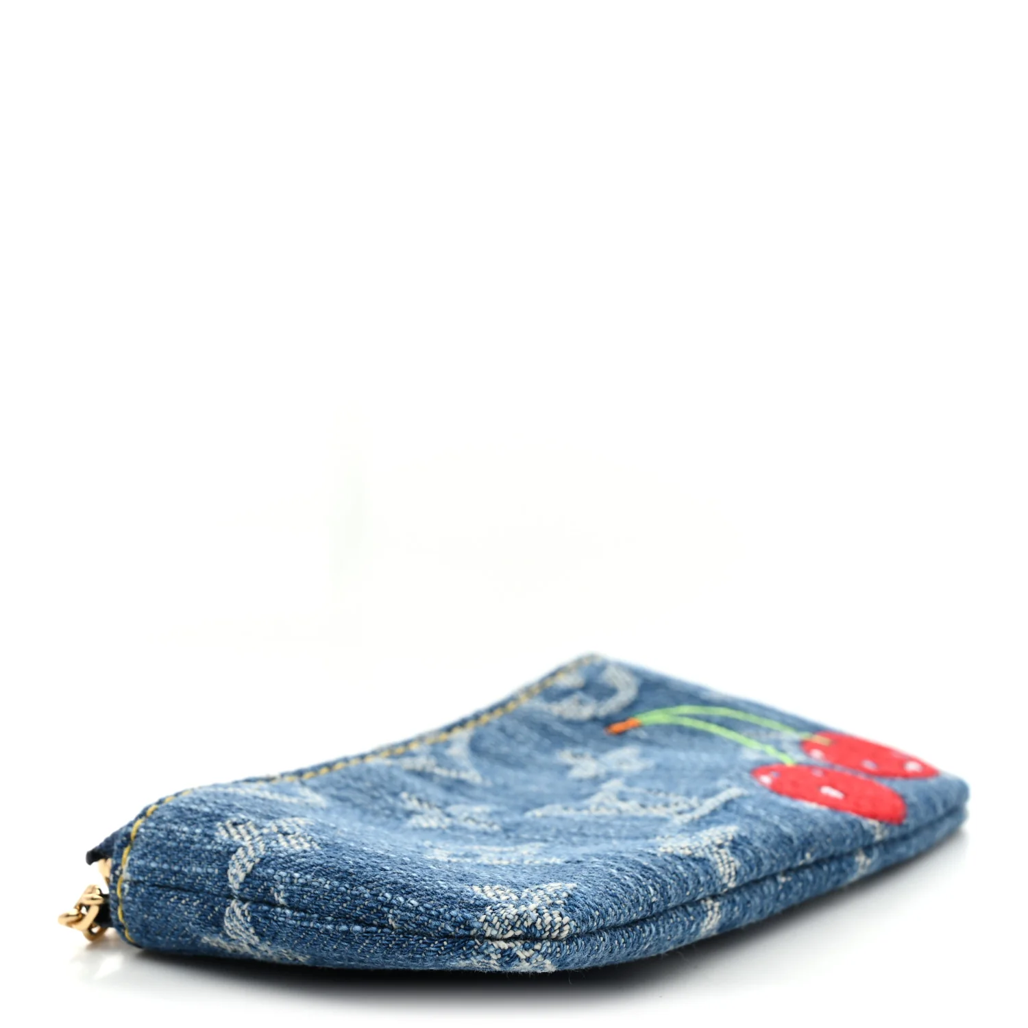 LV X TM Monogram Denim Cerises Key Pouch Blue - Image 4