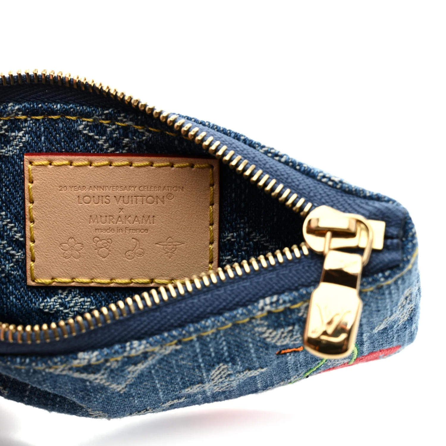 LV X TM Monogram Denim Cerises Key Pouch Blue - Image 6
